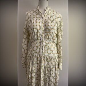 Sandro Dress Womens Magy Floral Jacquard Mini Green Floral Long Sleeve